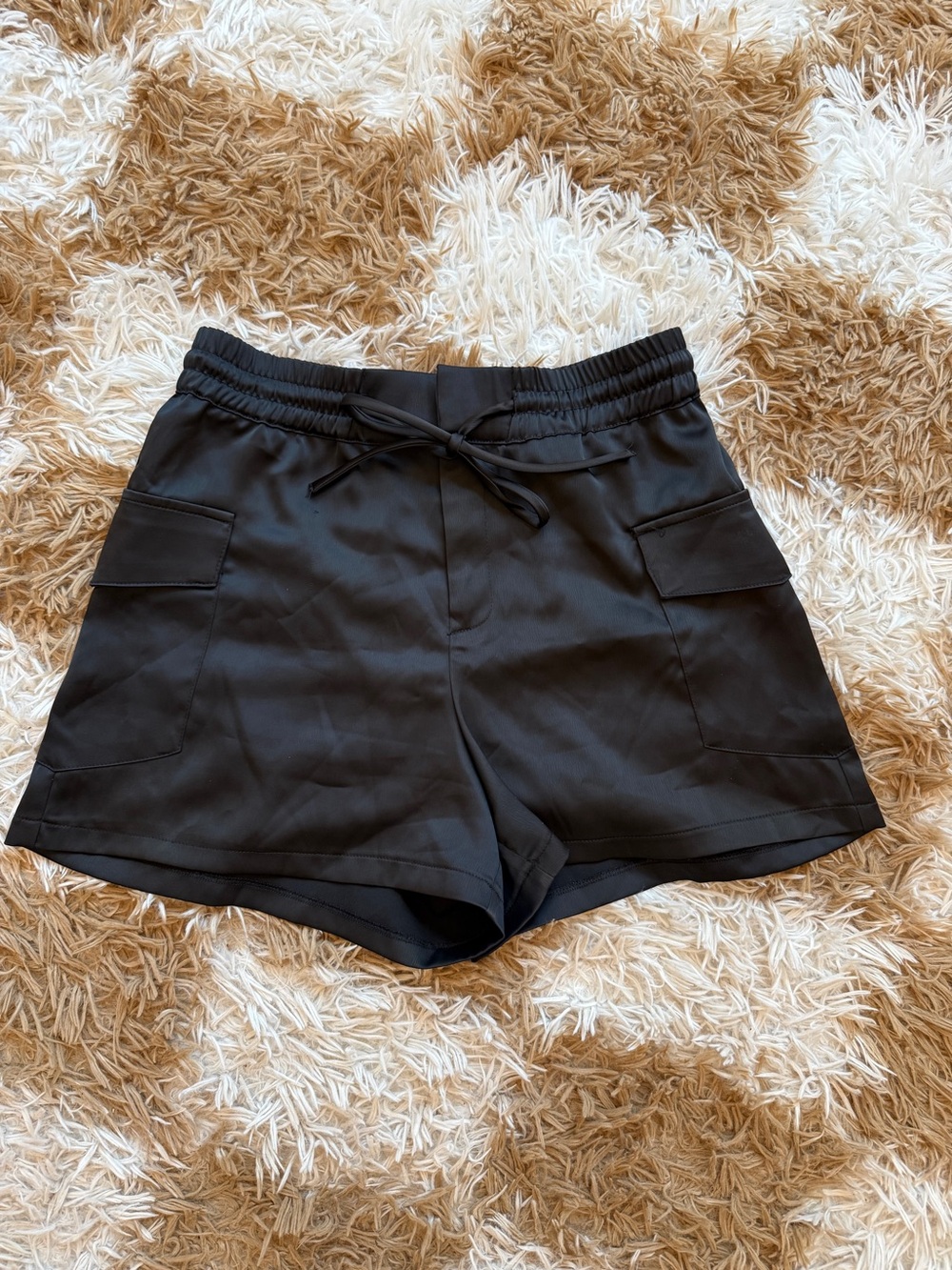 Zara Black Cargo Drawstring Shorts Small